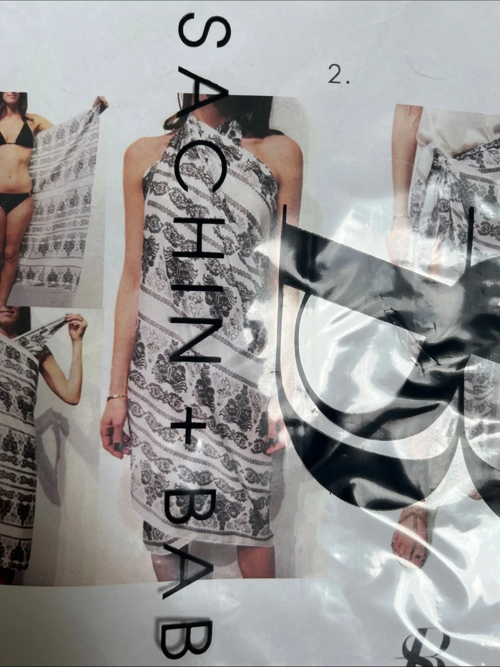 Sachin + Babi White and Black Printed Sarong Wrap Cover